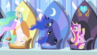 Cadance, waving to her favorite sister-in-law Twilight.