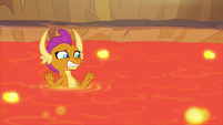 Smolder wincing at Spike's pain S9E9