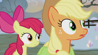 Applejack and Apple Bloom hear Pinkie whistle S5E20