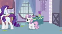 Rarity walking away, to make a "proper breakfast".