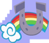 Rainbow and cloud with horseshoe in front