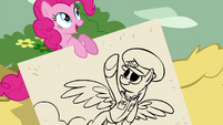 Pinkie Pie with picture of Colonel Purple Dart S4E21