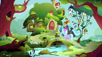 Rainbow Dash and Pegasi going to Fluttershy's cottage S4E16