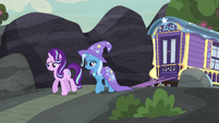 Starlight and Trixie walking toward the village S6E25