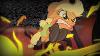 Applejack leaping over fire S4E17