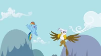 Rainbow Dash and Gilda starting singing the chant.