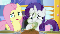 Fluttershy refuses potato; Rarity gags S9E24