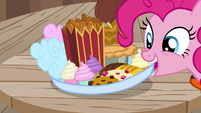 Pinkie Pie sets down a tray of treats S6E22
