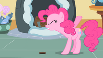 Pinkie with hoof free from the hole S1E25