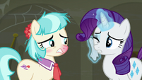 Rarity wiping her face after Coco's sneeze S6E9