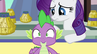 Spike surprised by the news from Rarity S3E2