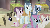 Sugar Belle, Party Favor, & Night Glider smiles S5E02