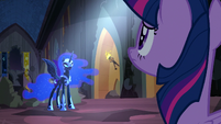 Twilight and Nightmare Moon looking at each other S4E02