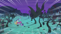 Flutterbat diving toward main cast S4E07