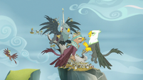 Griffons arguing in the Griffonstone sky S6E19