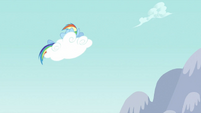 Rainbow Dash napping on a cloud S2E23