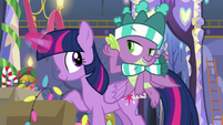 Spike imitating Rarity toward Twilight MLPBGE