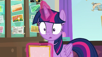 Twilight Sparkle with eyes open wide S8E16