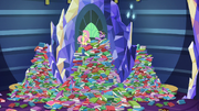 Twilight and Fluttershy in the messy castle library S7E20