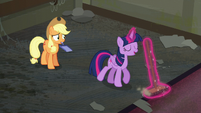 Twilight sweeping while repeating the word 'sweep' S6E9