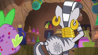 Zecora briefly turns her back to Spike S8E11