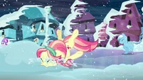 (Falls in the snow face first injured after her hoof was swollen)