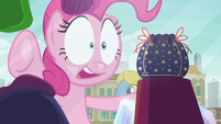 Pinkie Pie excited to buy the rock pouch S6E3