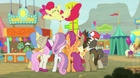 Ponies cheering for Apple Bloom S9E22