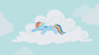 Dashie resting on a cloud.