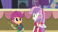 Sweetie Belle and Scootaloo painting a poster EG2