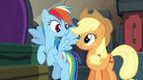 AJ and Rainbow ask Fluttershy and Pinkie for one more game S6E18