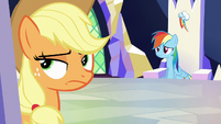 Applejack rolling her eyes at Rainbow Dash S6E25