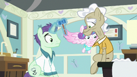 Flurry Heart appears and looks in Geri's shirt S7E3