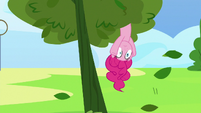 Pinkie Pie hanging out of a tree S7E23