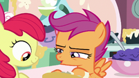 Scootaloo counting the pieces of paper S9E23