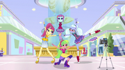 Shadowbolts dancing at the Canterlot Mall EGS1