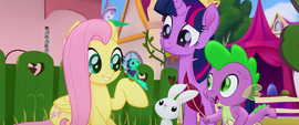 Fluttershy sings "you got this" to a bird MLPTM