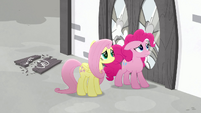 Pinkie and Fluttershy wonder what to do MLPRR