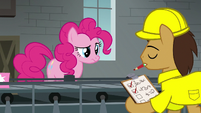 Pinkie observes workers on assembly line S9E14