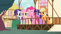 Rainbow Dash's friends cheering on.