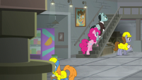 Sans leads Pinkie to Cheese's office S9E14