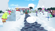 Snowball war outside Pinkie Pie's house EGHU