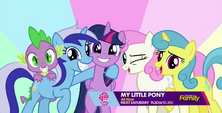 Twilight, Spike, Minuette, Twinkleshine, and Lemon Hearts together S5E12