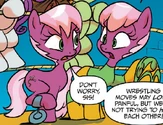 856648 safe rarity idw cheerilee spoiler-colon-comic wrestling spoiler-colon-comic29 cherry+blossom+(pony) cloverleaf