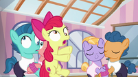 Apple Bloom crashes into pair of foals S6E4