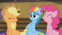 Pinkie Pie and Applejack laughing S4E08