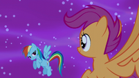 Rainbow gives Scootaloo a look of approval S5E13