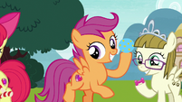 Scootaloo enticing Ripley with bouncy ball S7E6