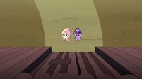 Twilight and Fluttershy at the bottom of the gate S5E23
