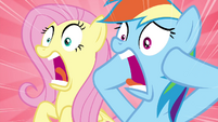 Fluttershy and Rainbow screaming S4E22